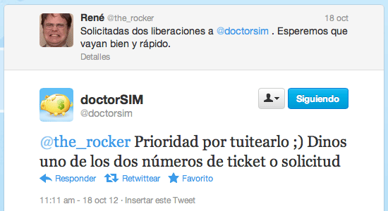Hablando con DoctorSim por Twitter