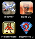 Duke Nukem, iFighter, Fieldrunners y Bejeweled 2