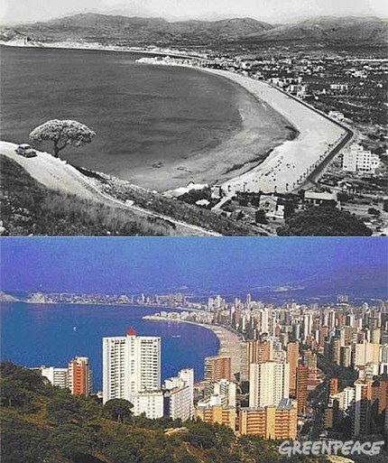 La playa de Benidorm antes y después